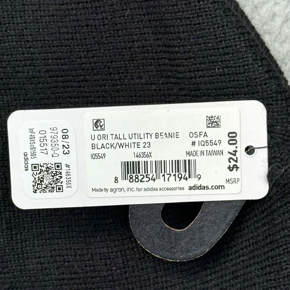 NWT Adidas Originals IQ5549 Tall Fit Black/White Utility Beanie OSFA 146356X